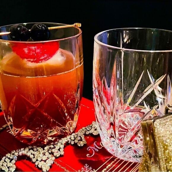 ♥️ RARE cocktail glasses BROOKSIDE Waterford double old fashioned LARGE 16oz! - Picture 4 of 16